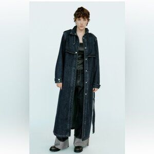 ZARA HIGH COLLAR DENIM TRENCH COAT